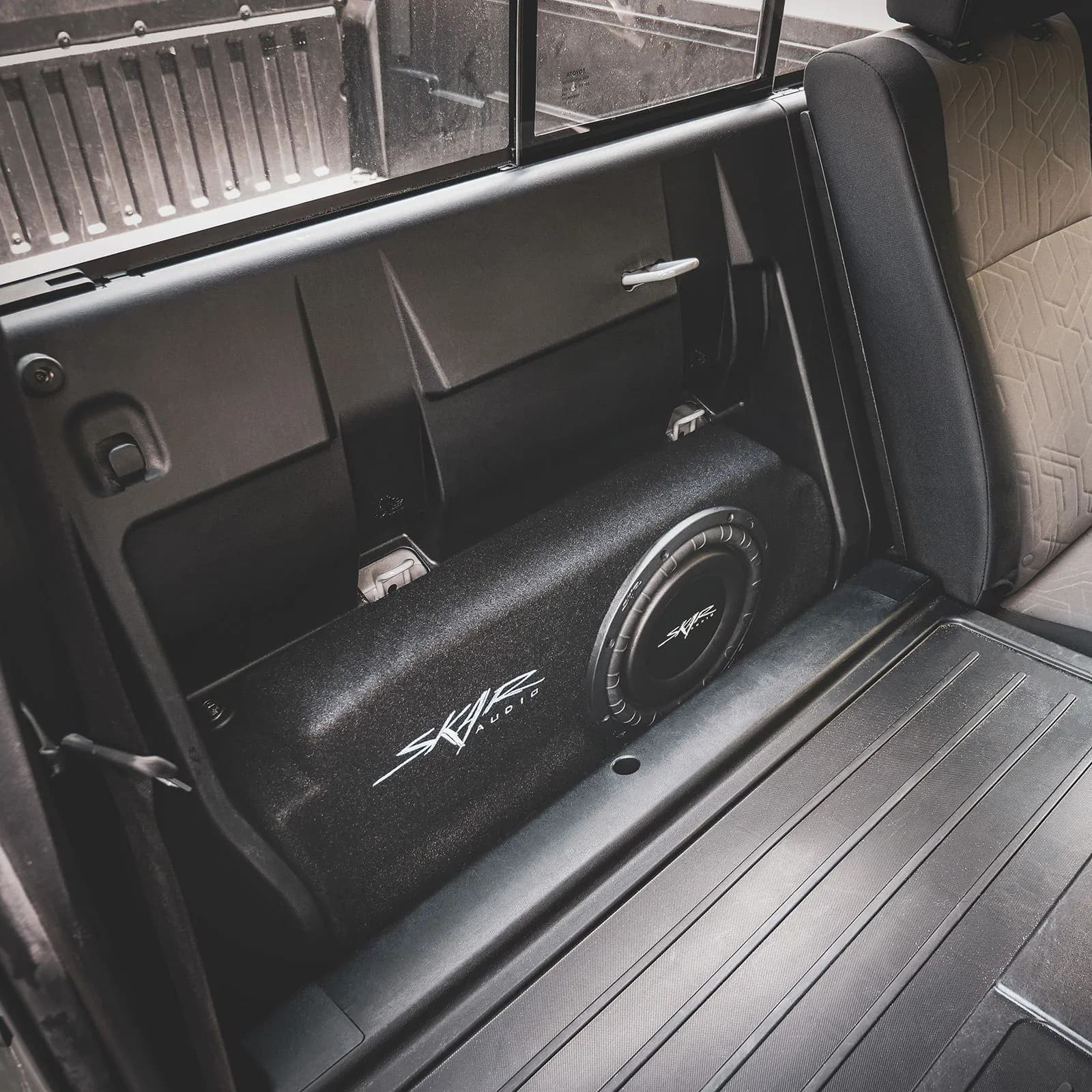 Featured Product Photo 11 for 2016-2023 Toyota Tacoma Double Cab Compatible Single 10" Sealed Subwoofer Enclosure