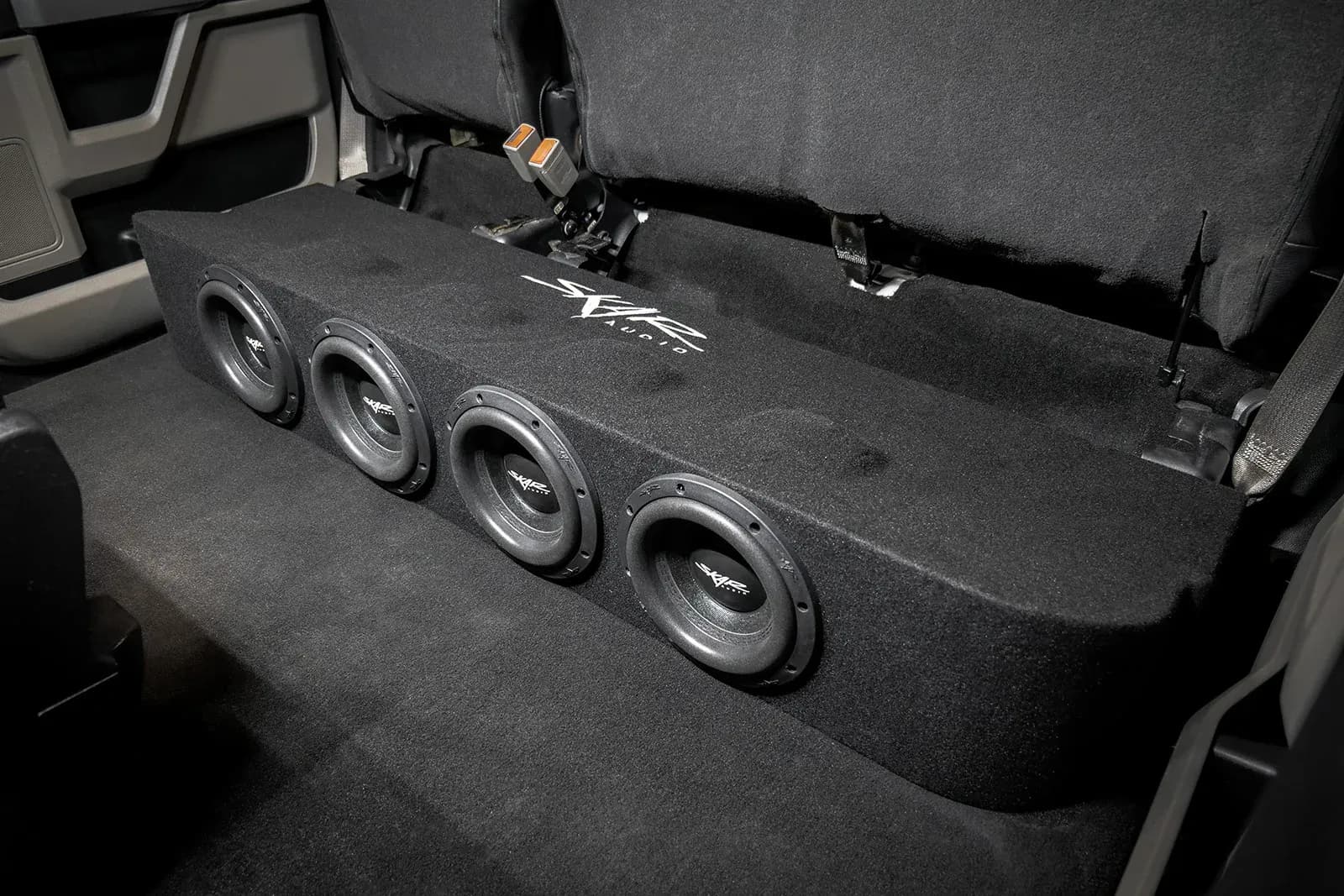 Featured Product Photo 10 for 2017-2025 Ford Super Duty (F-250/350/450) SuperCrew Cab Compatible Quad 8" Ported Subwoofer Enclosure
