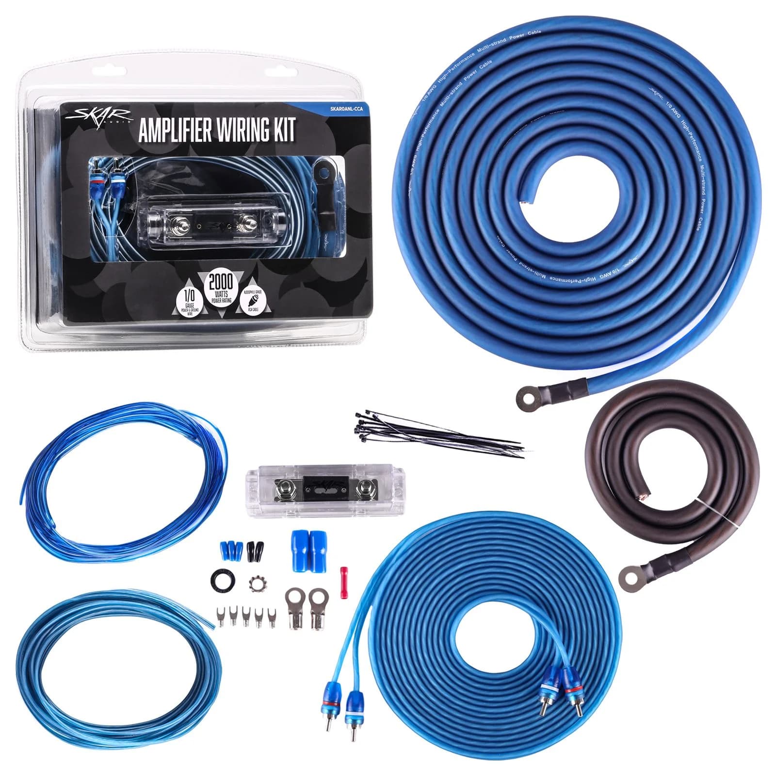 Featured Product Photo 1 for SKAR0ANL-CCA | 1/0 Gauge - 2,000 Watt CCA Amplifier Wiring Kit