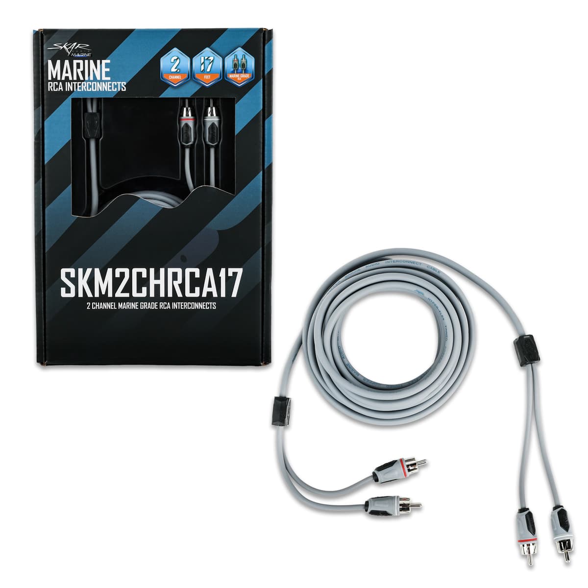 Featured Product Photo 1 for SKM2CHRCA17 | 17 Ft 2-Channel Marine Grade RCA Interconnect Cable