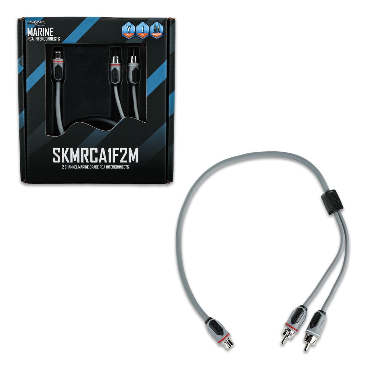 Featured Product Photo 1 for SKMRCA1F2M | 1-Female to 2-Male Marine Grade RCA Y-Adapter Cable