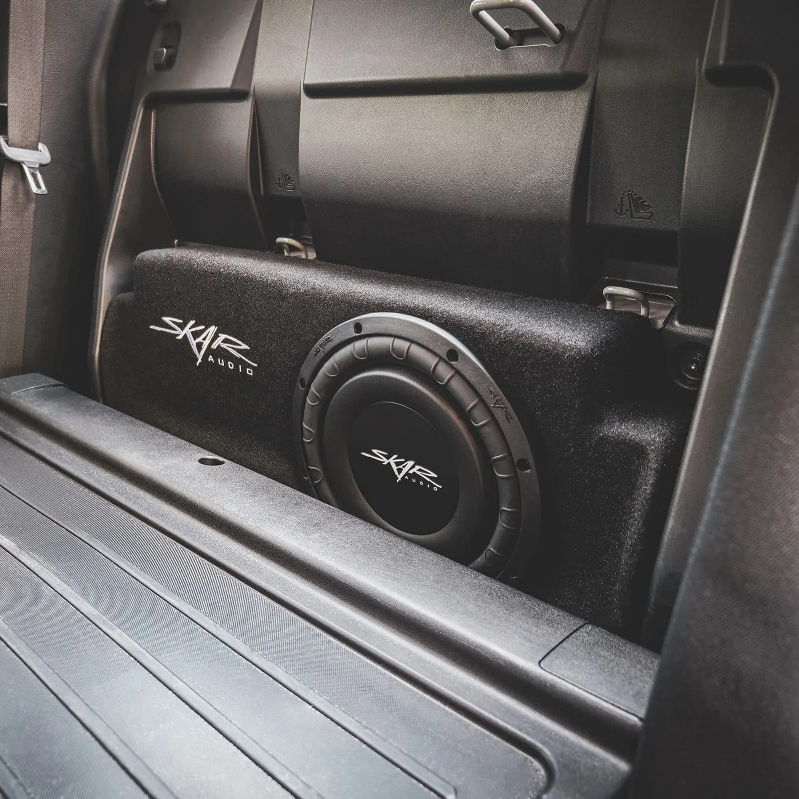 Skar Audio VS-1X10TOY-TACOM-2016-UP-DBLCAB enclosure installation example — view 2