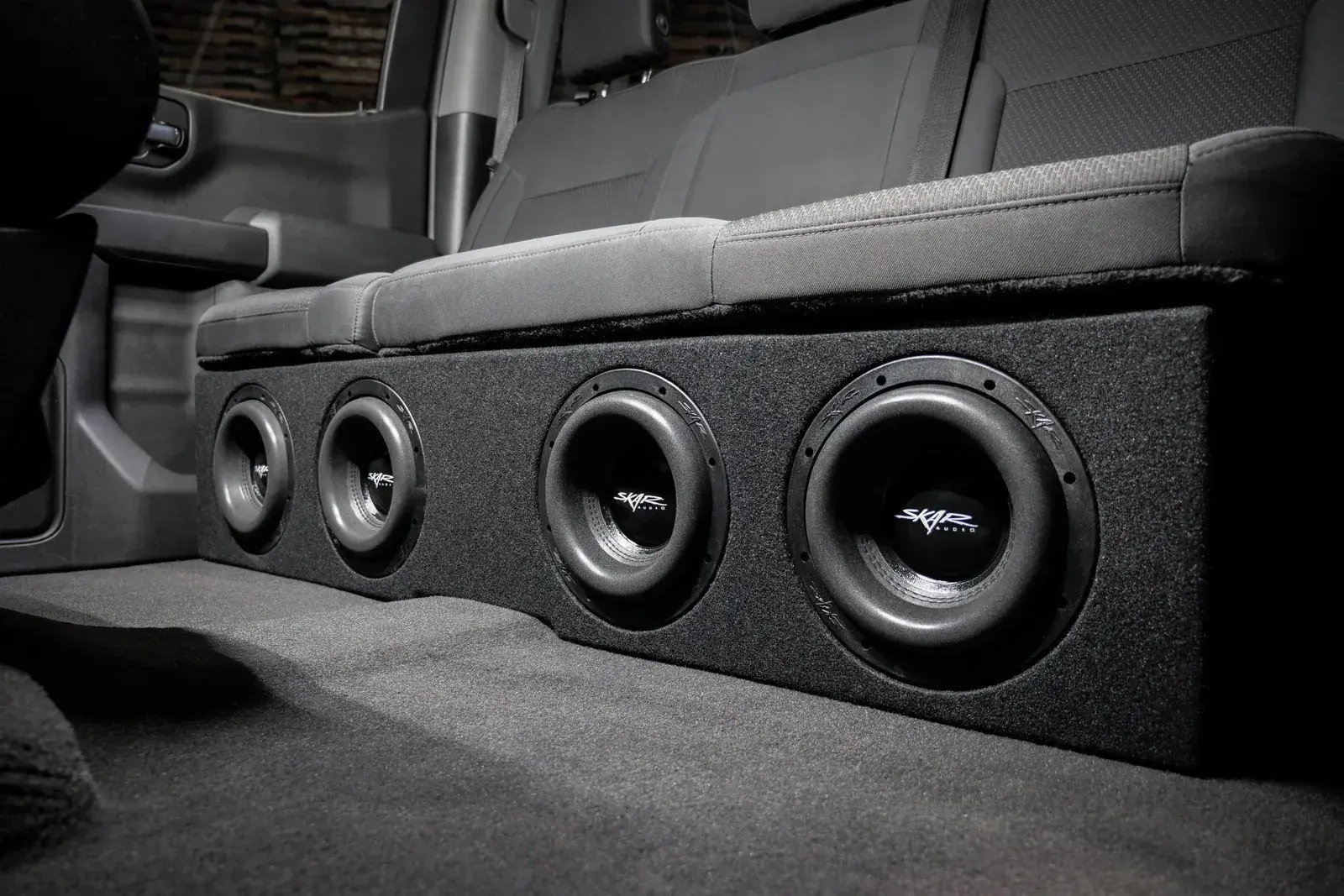 Skar Audio VS-4X8GM-2019-UP-CREWCAB-V enclosure installation example — view 2