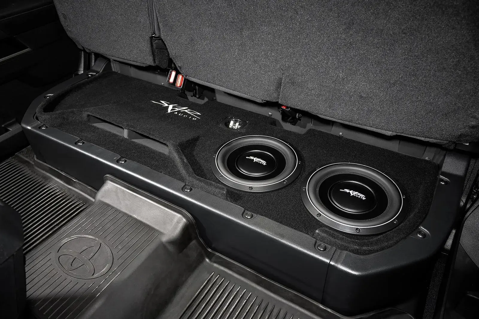 Skar Audio L-VS-2X10TOY-2022-UP-CREWMAX-V enclosure installation example — view 1